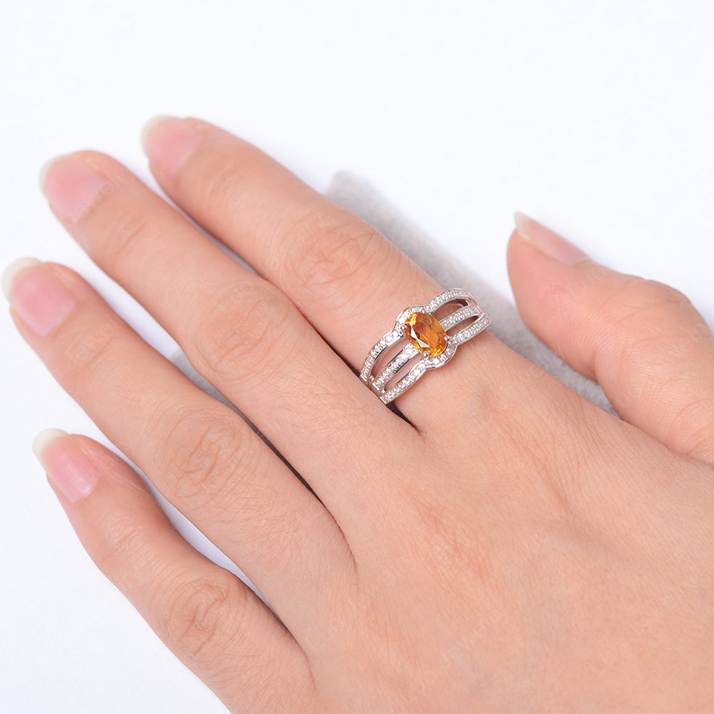 Oval Citrine Ring Sterling Silver - LUO Jewelry