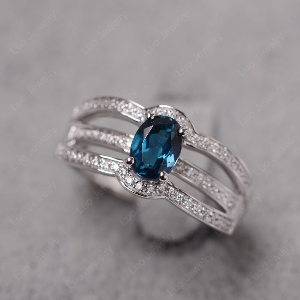 Oval London Blue Topaz Ring Sterling Silver - LUO Jewelry