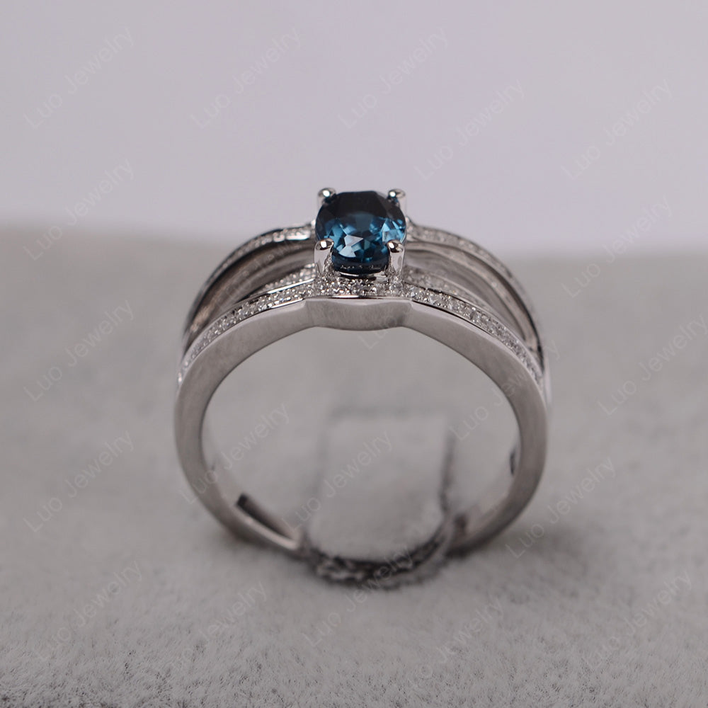 Oval London Blue Topaz Ring Sterling Silver - LUO Jewelry