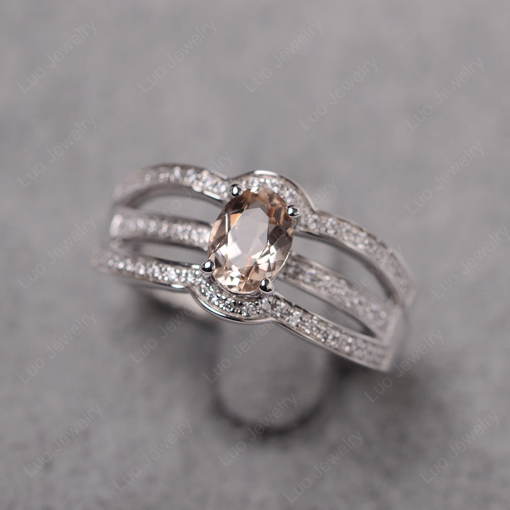 Oval Morganite Ring Sterling Silver - LUO Jewelry