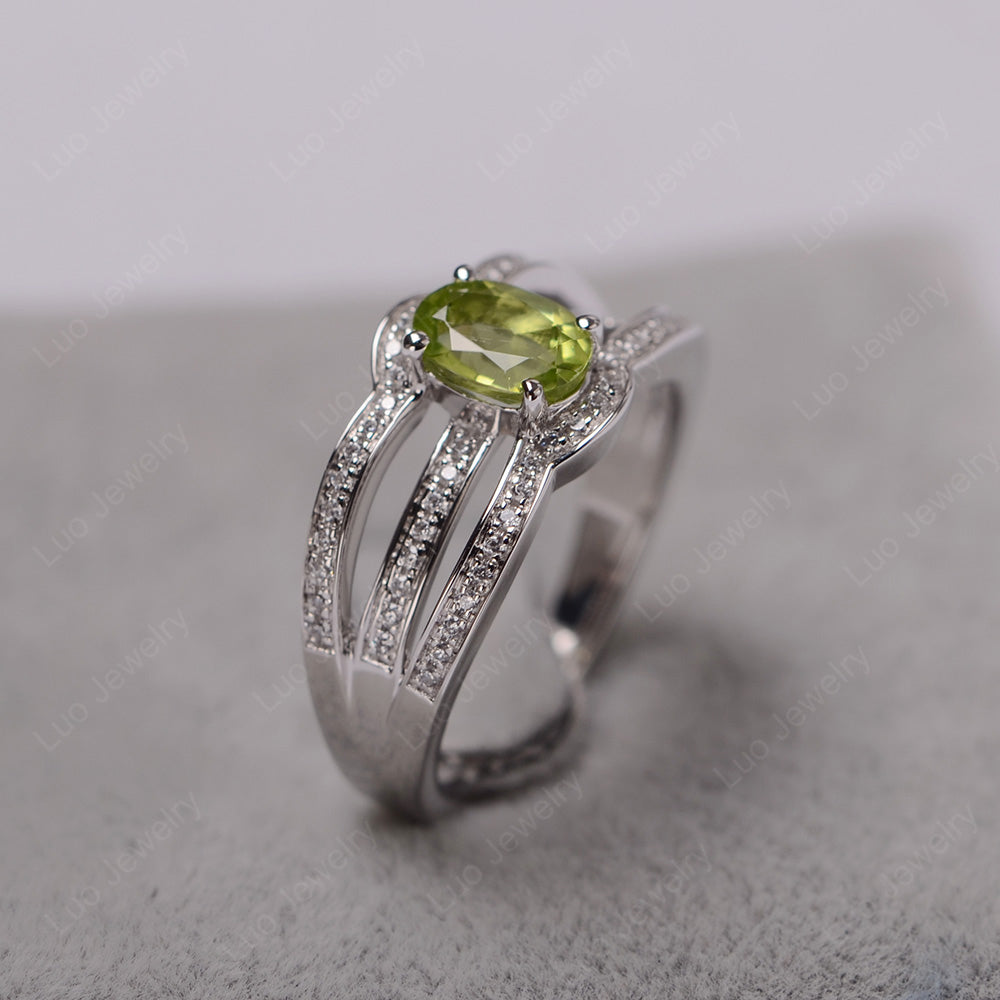 Oval Peridot Ring Sterling Silver - LUO Jewelry
