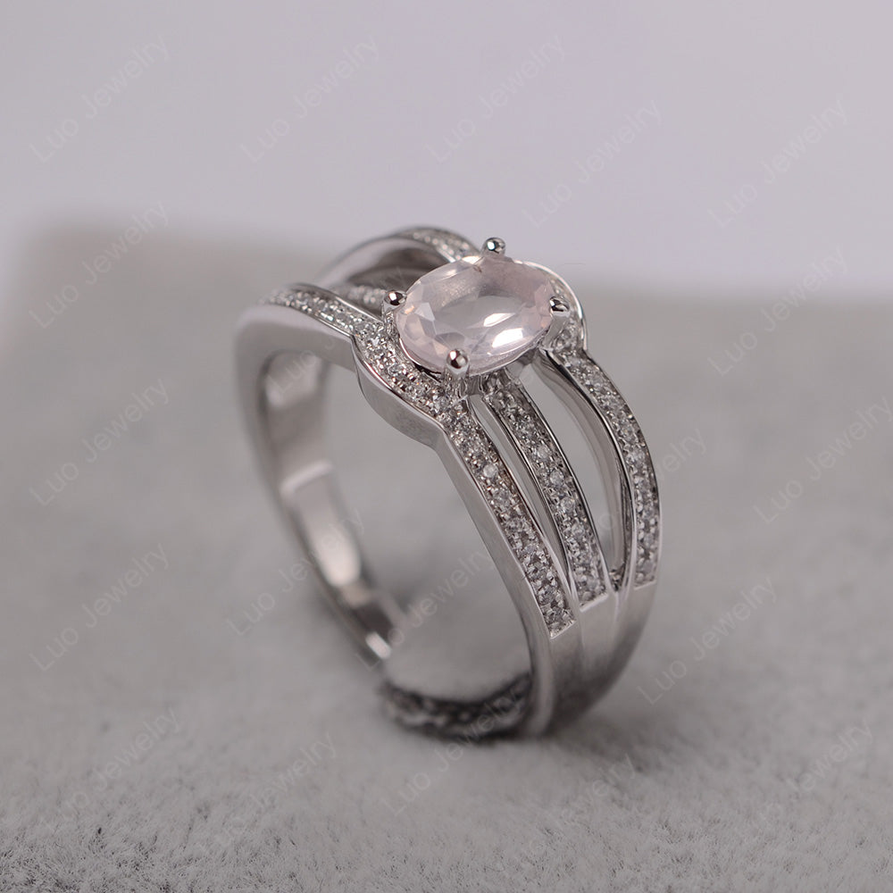 Oval Rose Quartz Ring Sterling Silver - LUO Jewelry