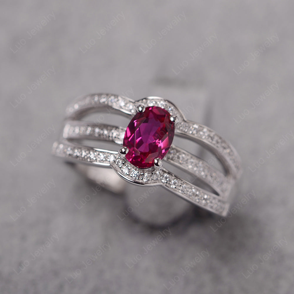 Oval Ruby Ring Sterling Silver - LUO Jewelry