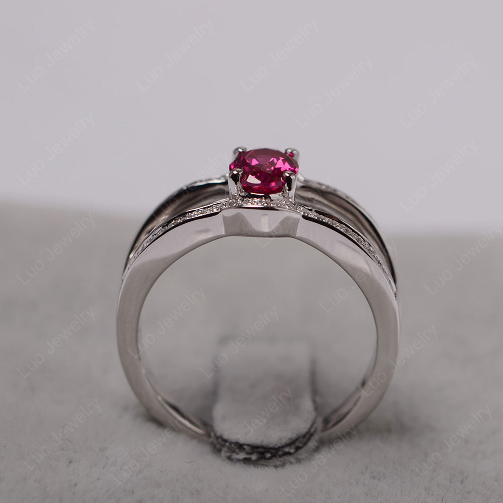 Oval Ruby Ring Sterling Silver - LUO Jewelry