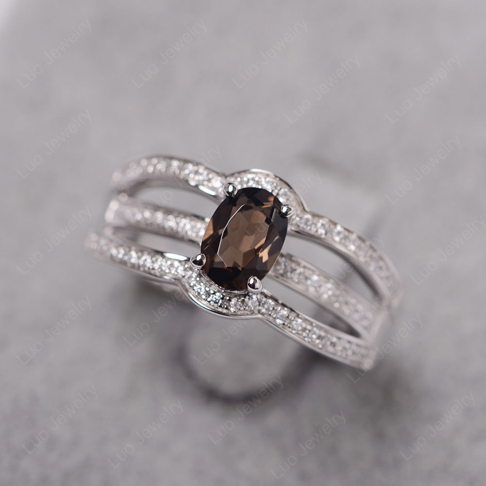 Oval Smoky Quartz  Ring Sterling Silver - LUO Jewelry