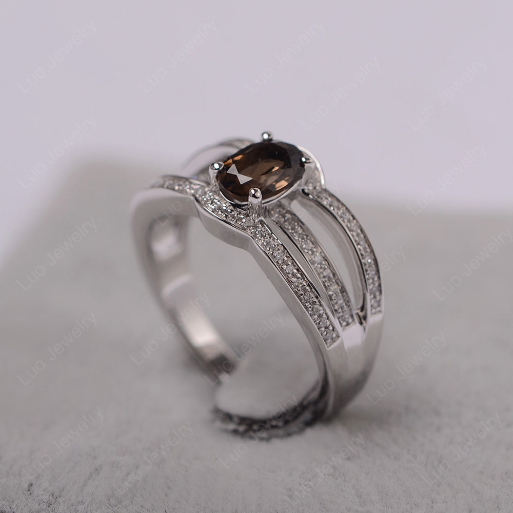 Oval Smoky Quartz  Ring Sterling Silver - LUO Jewelry