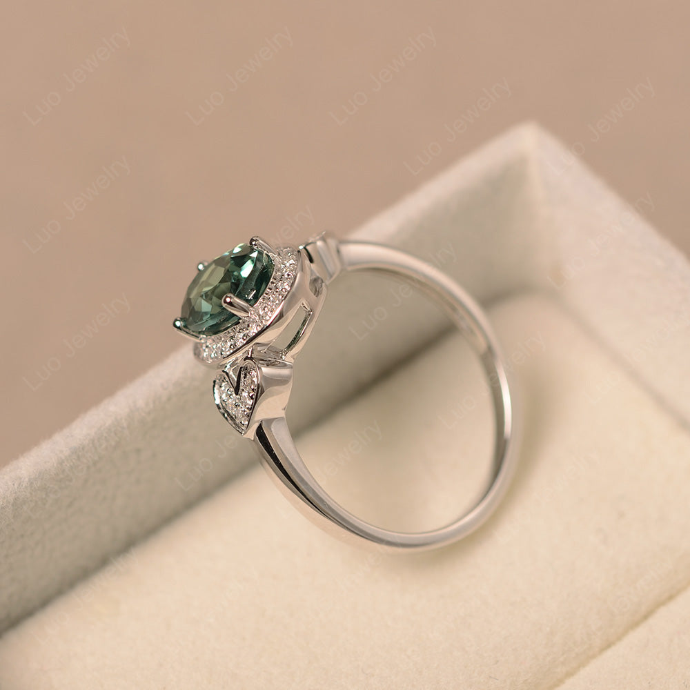 Oval Cut Green Sapphire Halo Engagement Ring - LUO Jewelry
