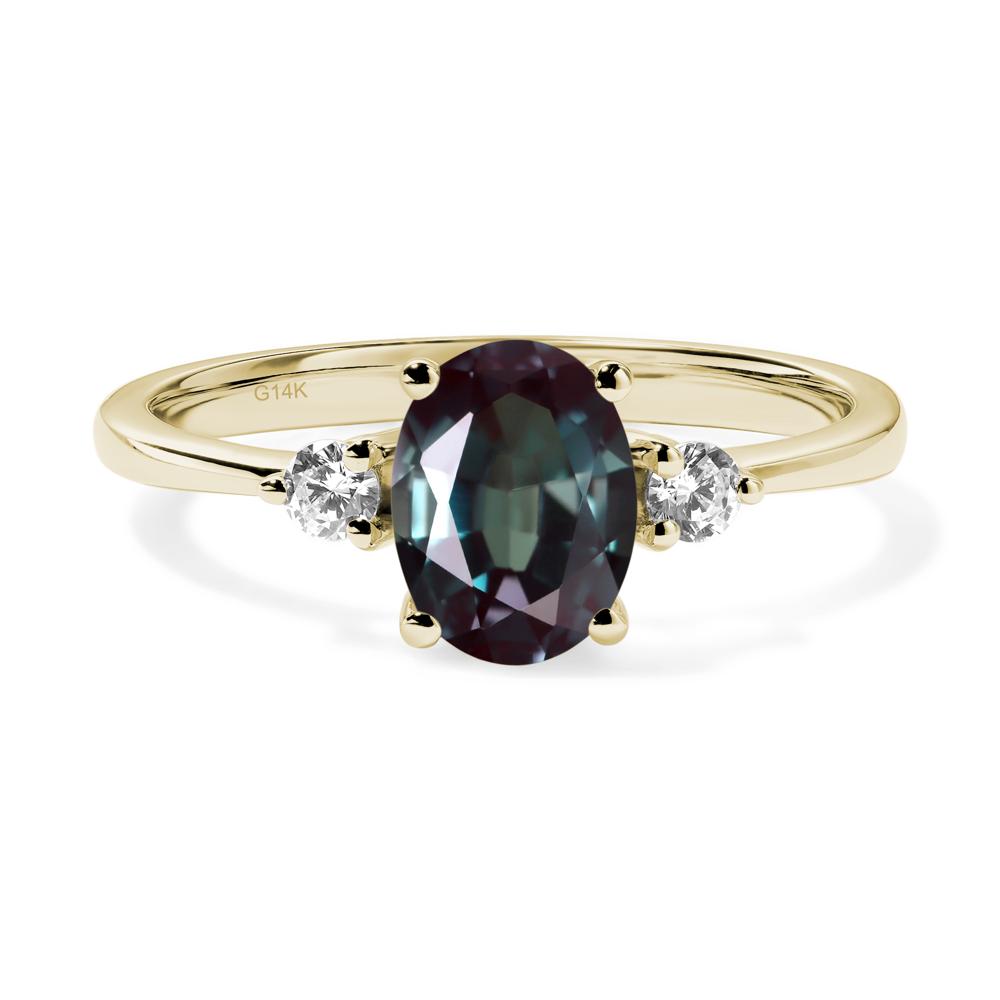 Simple Oval Cut Alexandrite Trilogy Ring - LUO Jewelry #metal_14k yellow gold