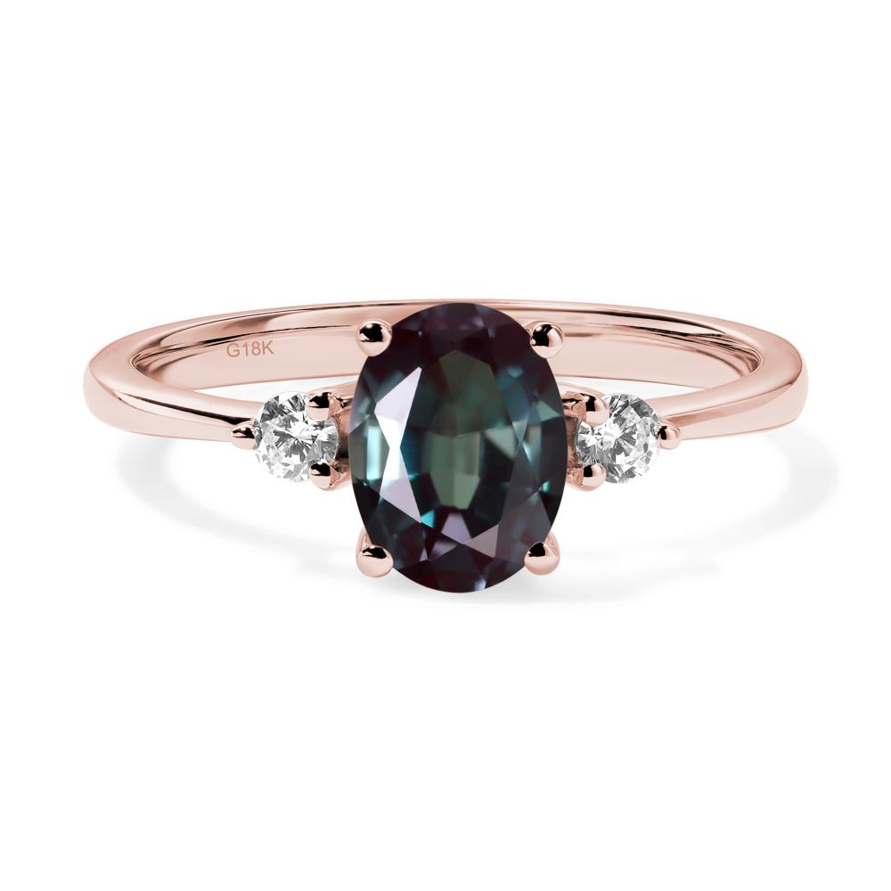 Simple Oval Cut Alexandrite Trilogy Ring - LUO Jewelry #metal_18k rose gold