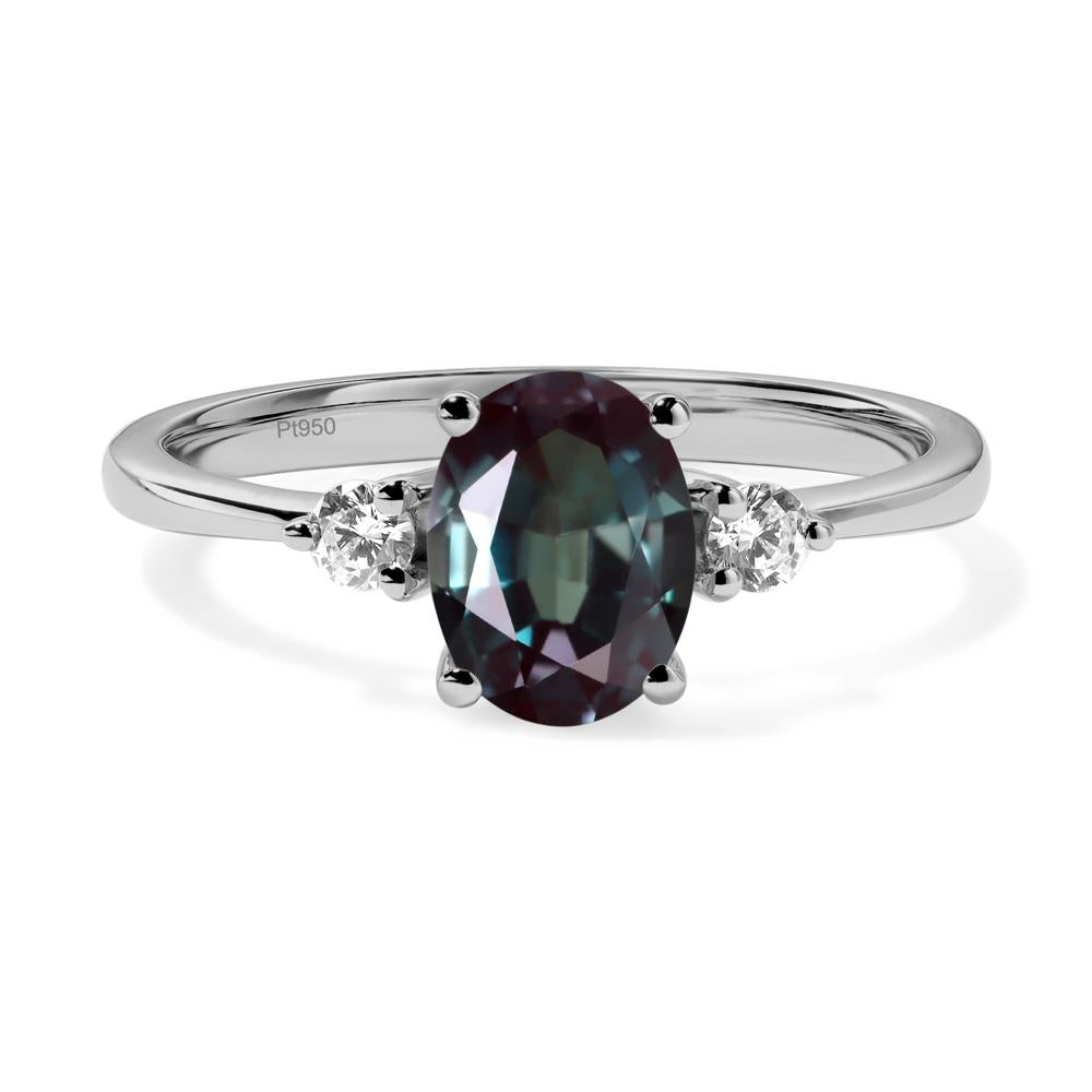 Simple Oval Cut Alexandrite Trilogy Ring - LUO Jewelry #metal_platinum