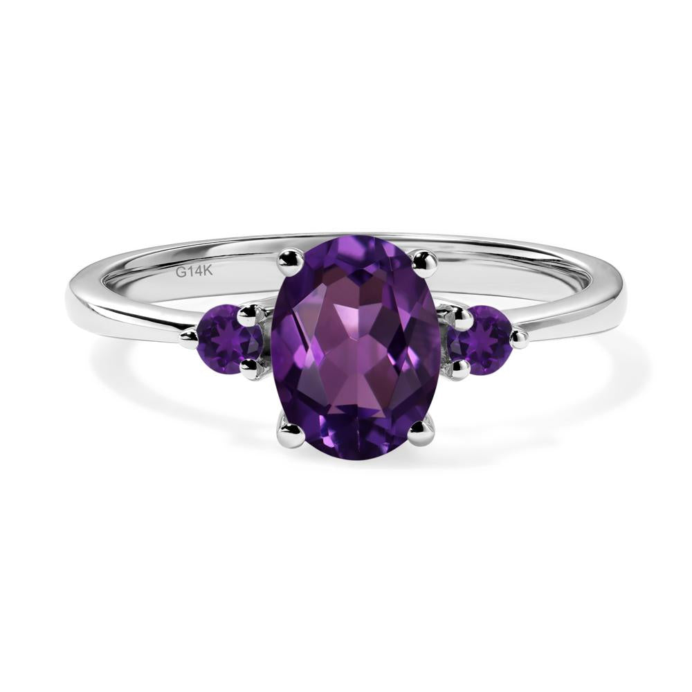 Simple Oval Cut Amethyst Trilogy Ring - LUO Jewelry #metal_14k white gold