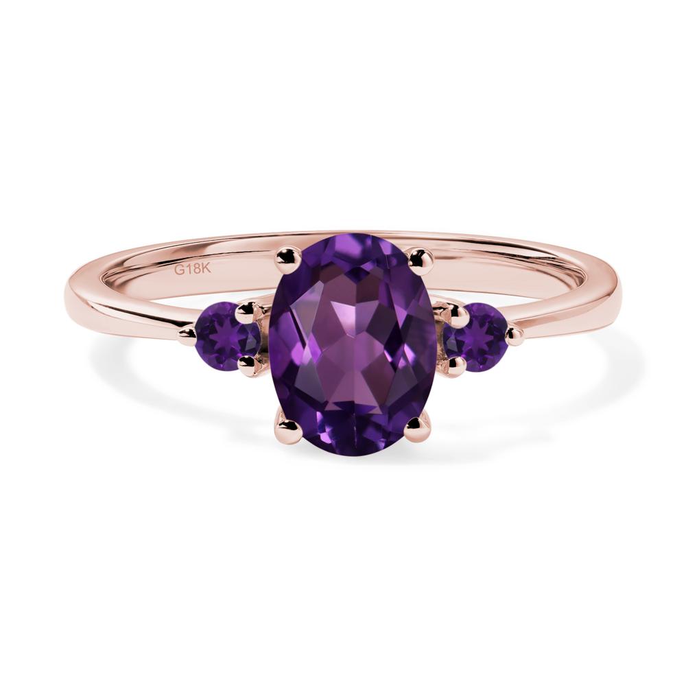 Simple Oval Cut Amethyst Trilogy Ring - LUO Jewelry #metal_18k rose gold