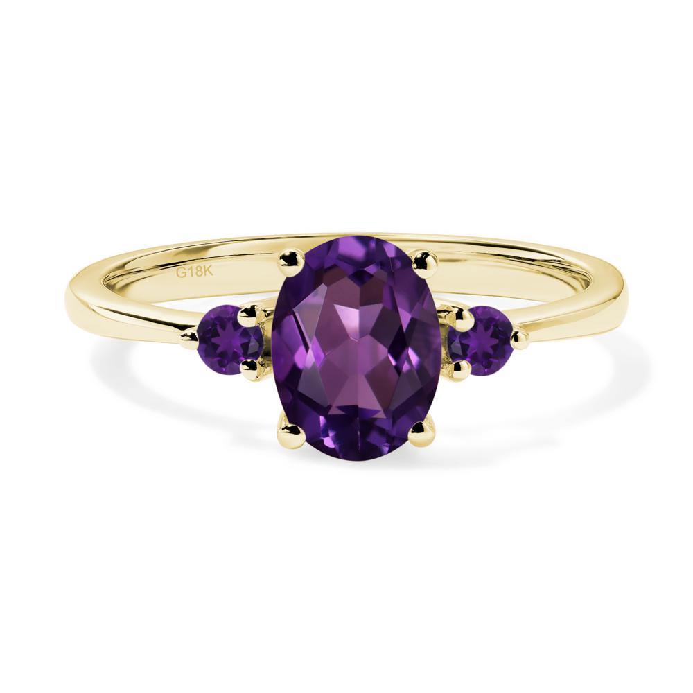 Simple Oval Cut Amethyst Trilogy Ring - LUO Jewelry #metal_18k yellow gold