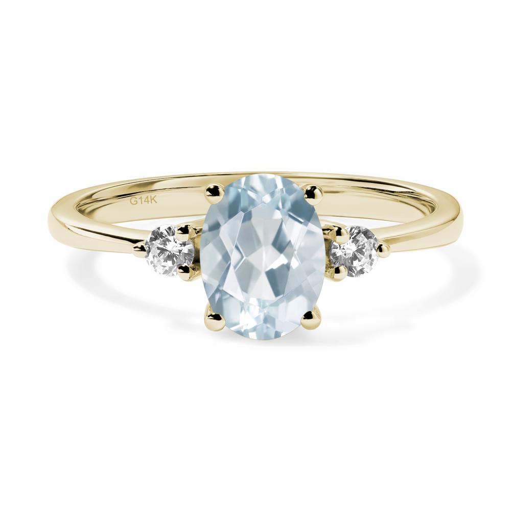 Simple Oval Cut Aquamarine Trilogy Ring - LUO Jewelry #metal_14k yellow gold