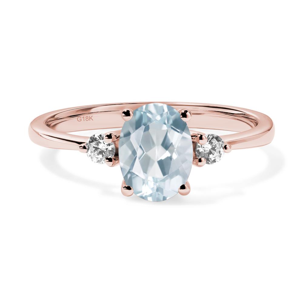 Simple Oval Cut Aquamarine Trilogy Ring - LUO Jewelry #metal_18k rose gold