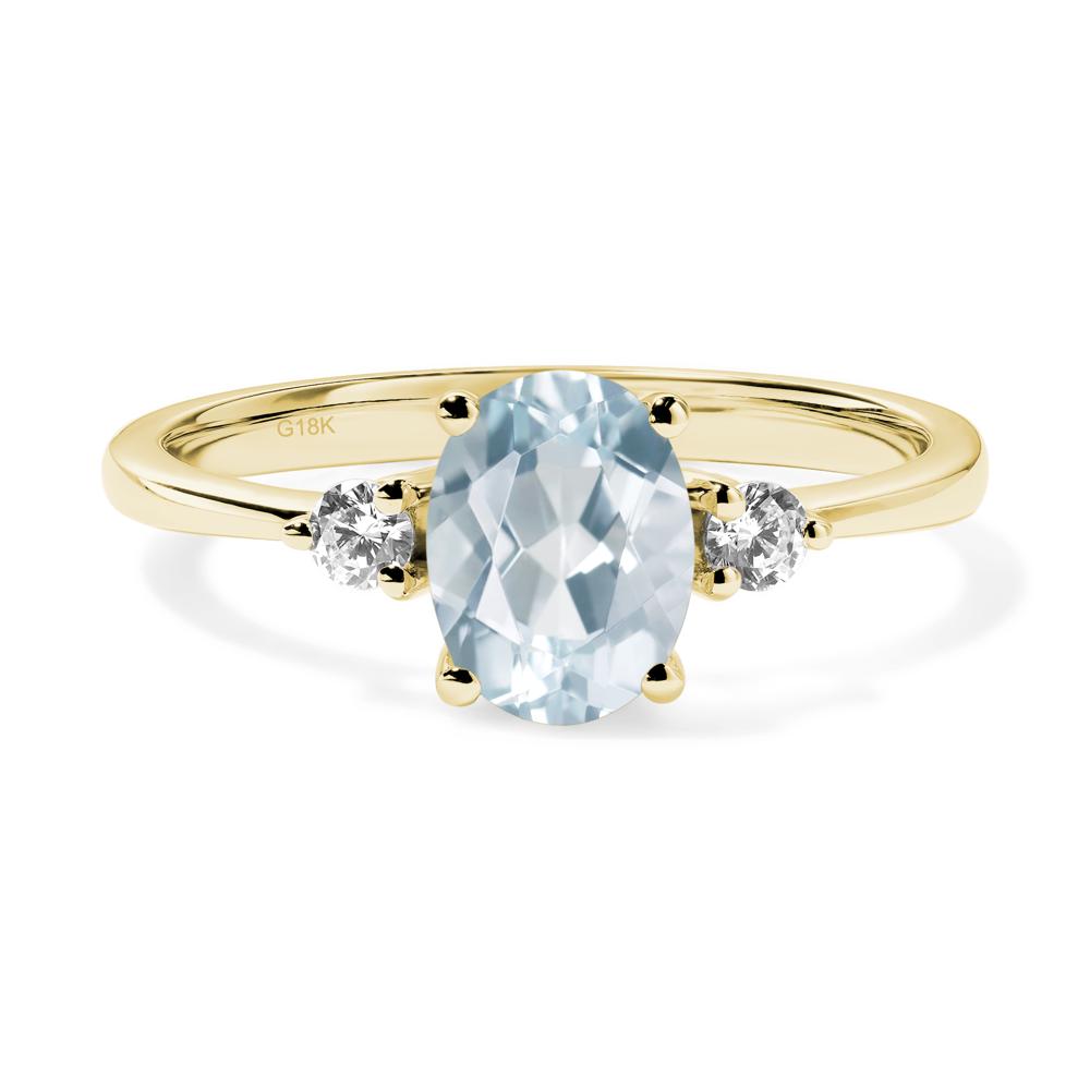Simple Oval Cut Aquamarine Trilogy Ring - LUO Jewelry #metal_18k yellow gold