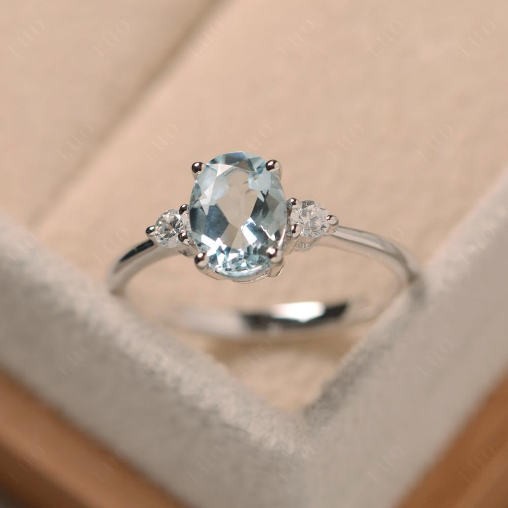 Oval Cut Aquamarine Engagement Ring Yellow Gold - LUO Jewelry