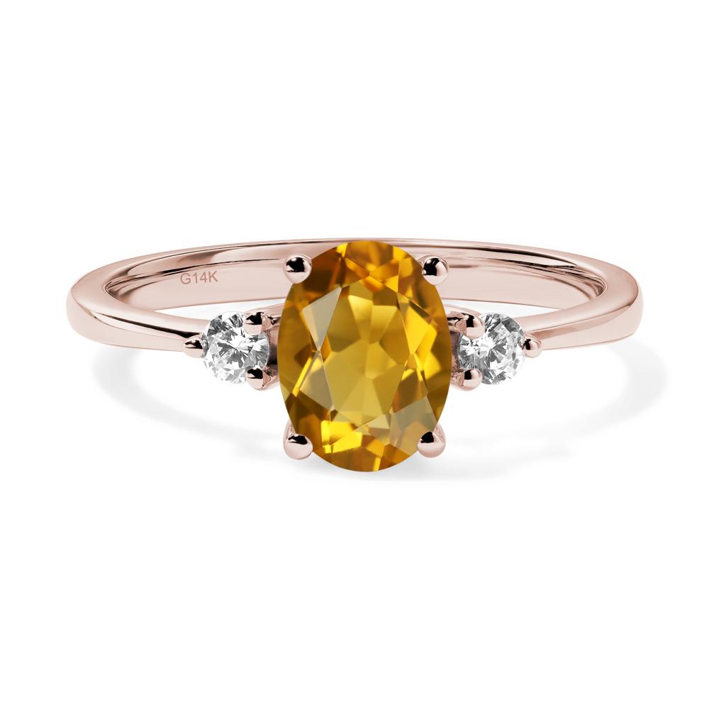 Simple Oval Cut Citrine Trilogy Ring - LUO Jewelry #metal_14k rose gold