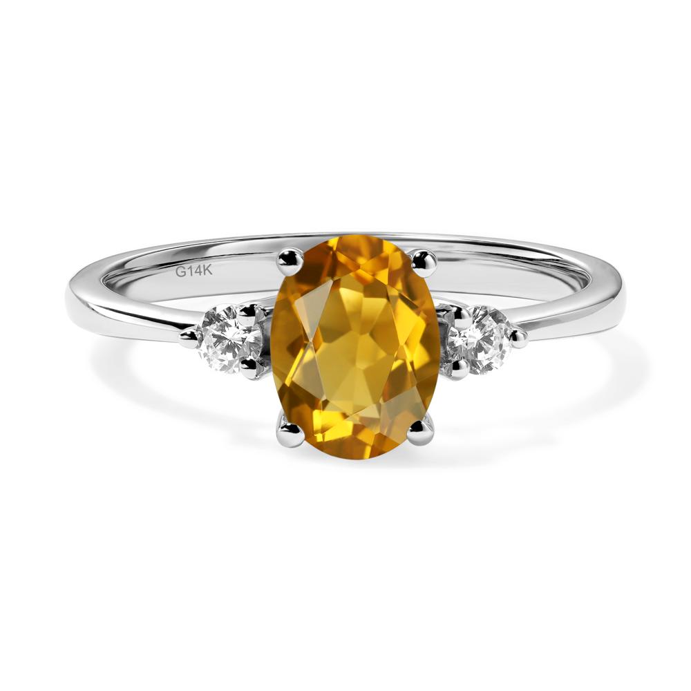 Simple Oval Cut Citrine Trilogy Ring - LUO Jewelry #metal_14k white gold