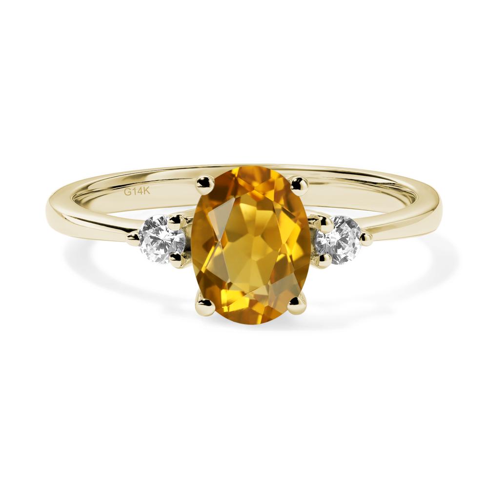 Simple Oval Cut Citrine Trilogy Ring - LUO Jewelry #metal_14k yellow gold