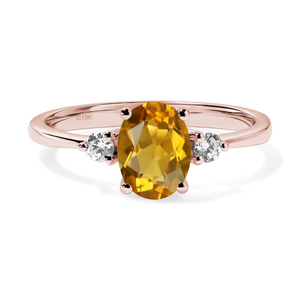 Simple Oval Cut Citrine Trilogy Ring - LUO Jewelry #metal_18k rose gold