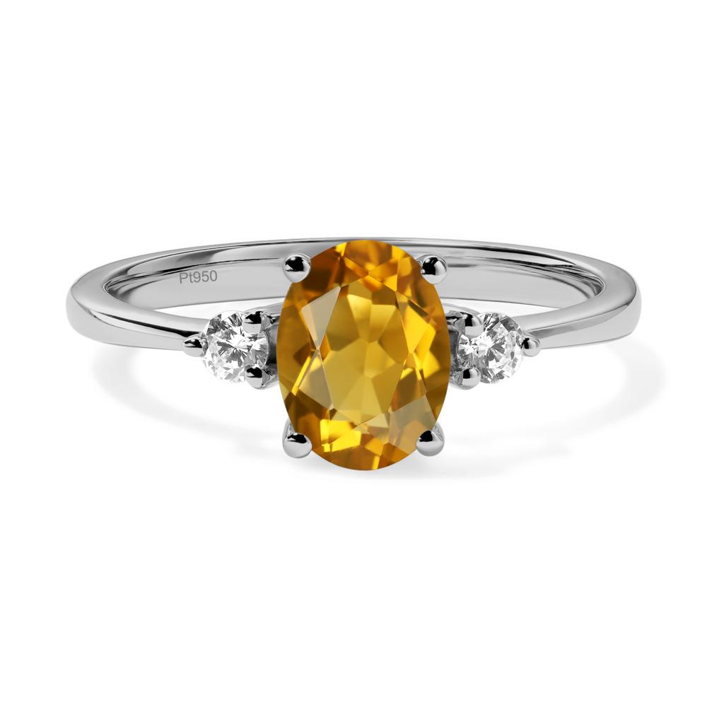 Simple Oval Cut Citrine Trilogy Ring - LUO Jewelry #metal_platinum