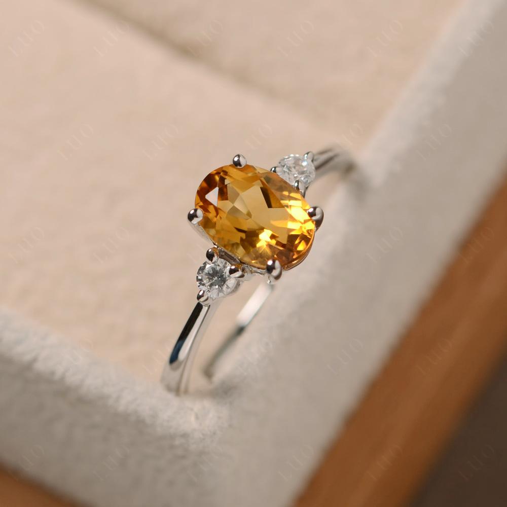 Oval Cut Citrine Engagement Ring Yellow Gold - LUO Jewelry