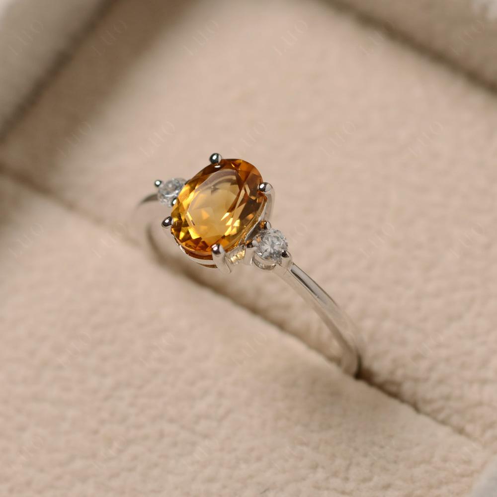 Oval Cut Citrine Engagement Ring Yellow Gold - LUO Jewelry
