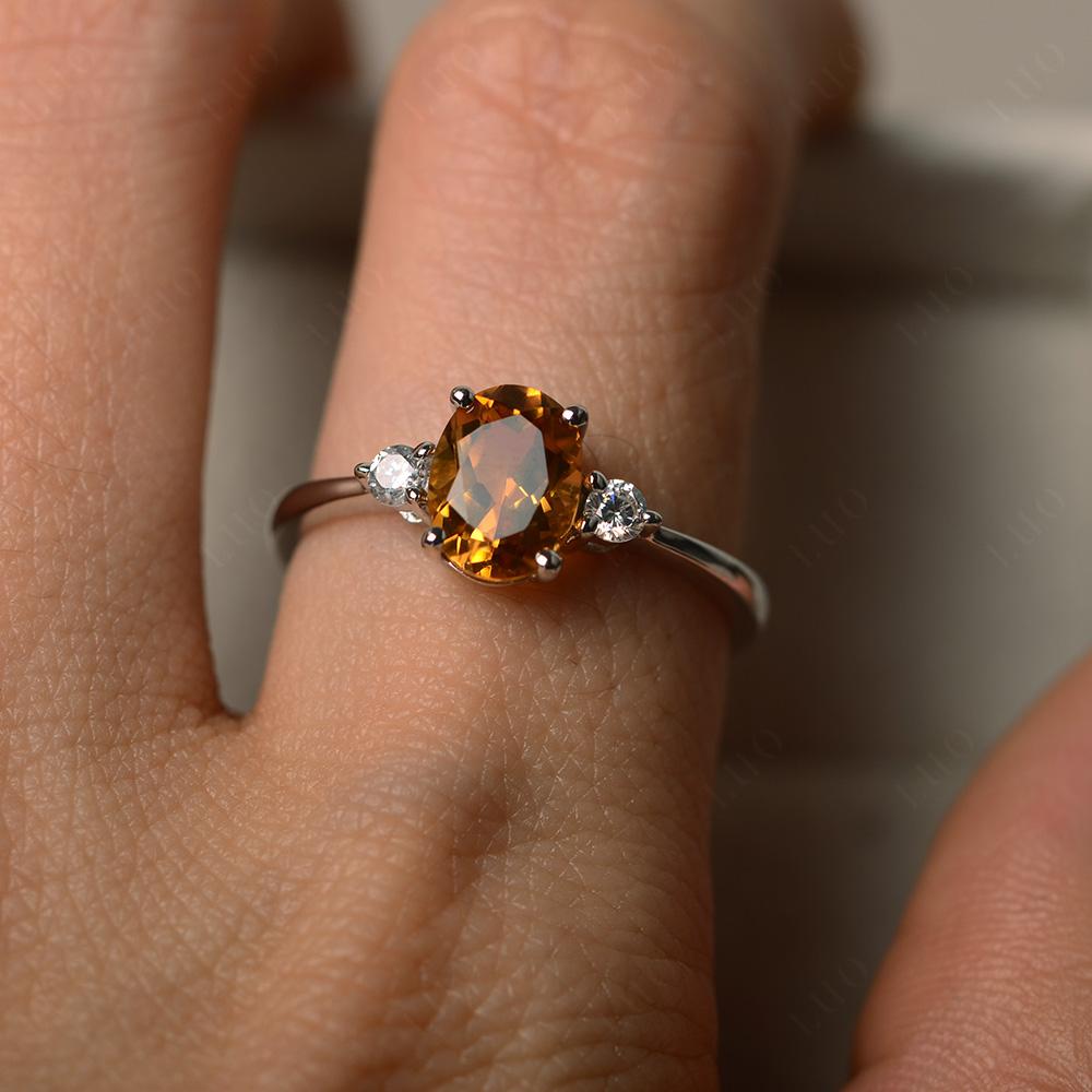 Simple Oval Cut Citrine Trilogy Ring - LUO Jewelry