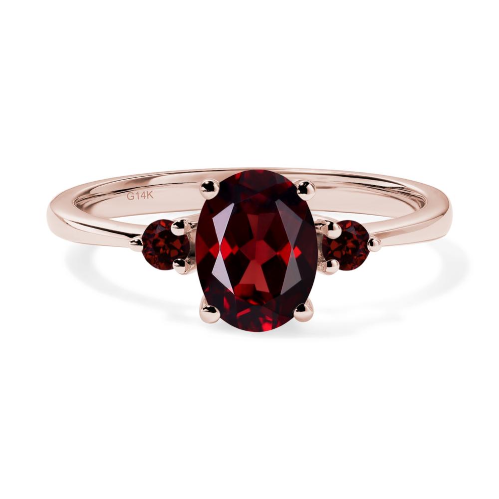 Simple Oval Cut Garnet Trilogy Ring - LUO Jewelry #metal_14k rose gold