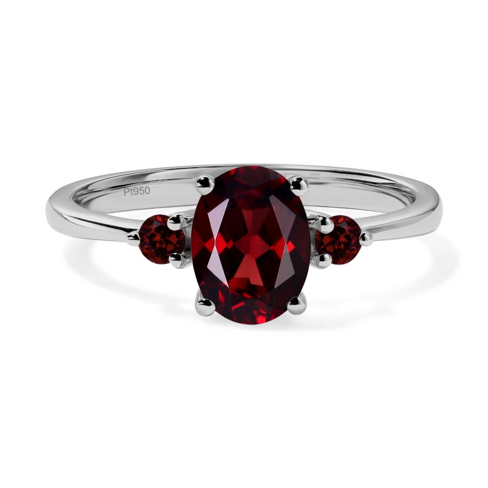 Simple Oval Cut Garnet Trilogy Ring - LUO Jewelry #metal_platinum