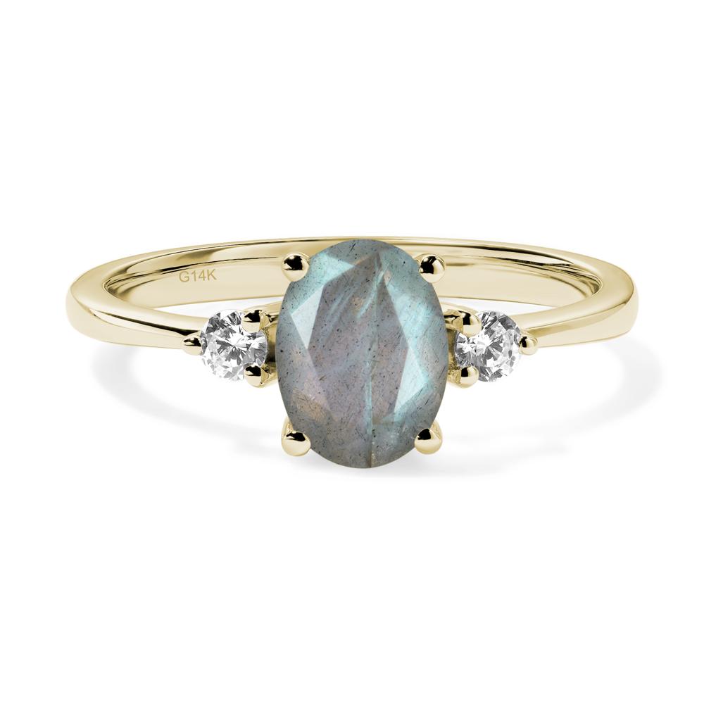 Simple Oval Cut Labradorite Trilogy Ring - LUO Jewelry #metal_14k yellow gold