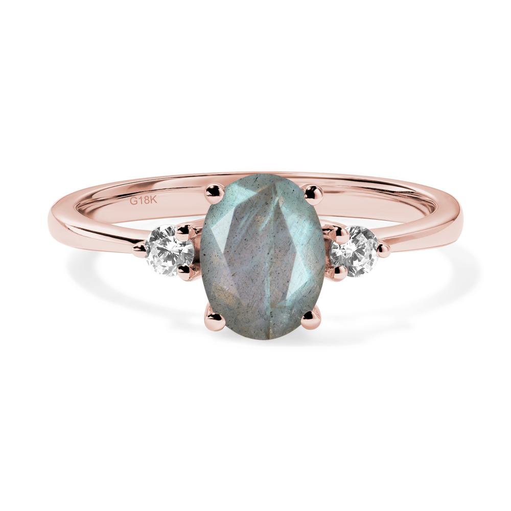 Simple Oval Cut Labradorite Trilogy Ring - LUO Jewelry #metal_18k rose gold
