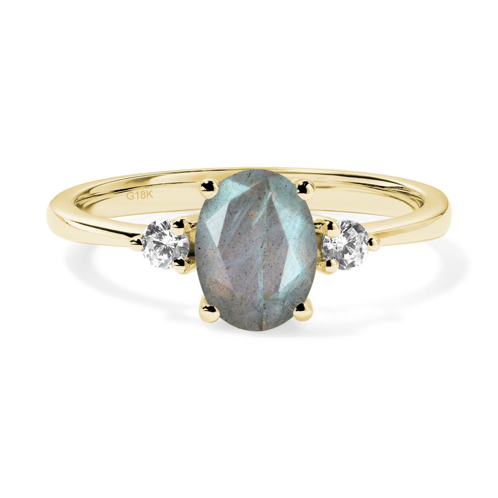 Simple Oval Cut Labradorite Trilogy Ring - LUO Jewelry #metal_18k yellow gold