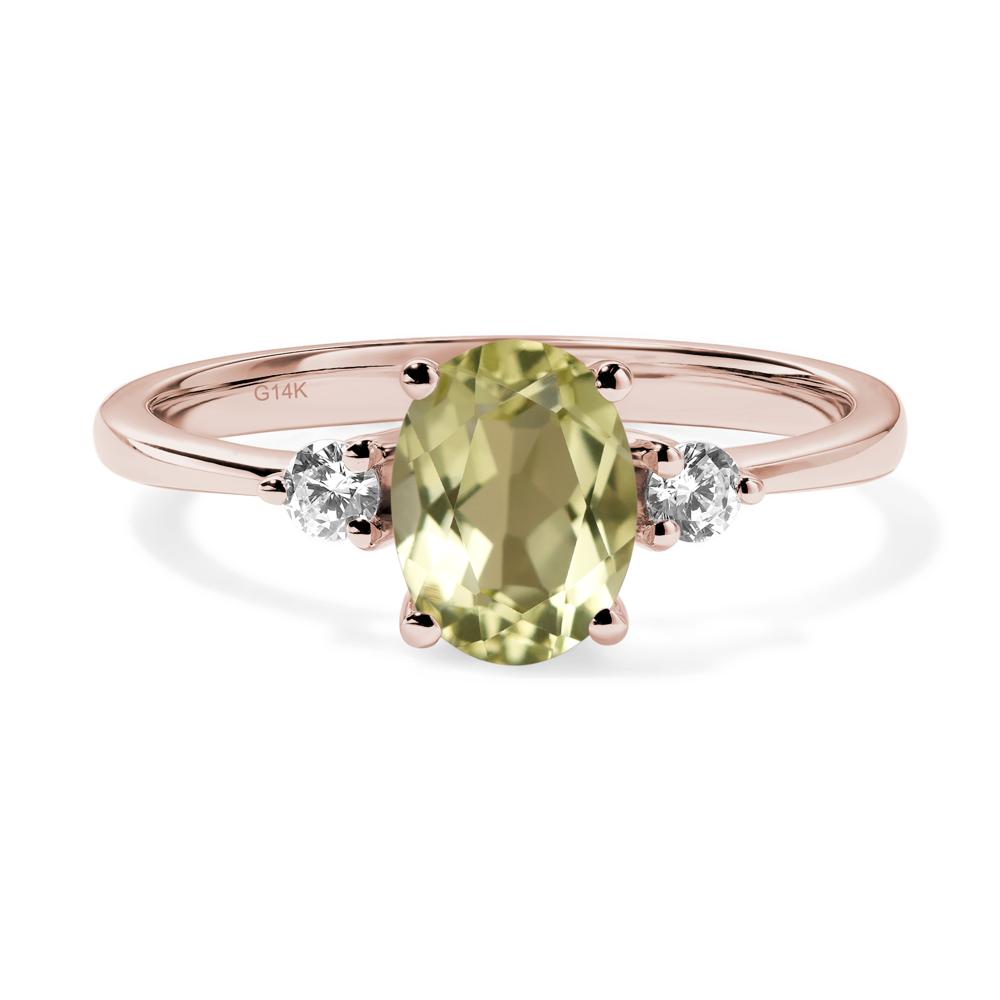 Simple Oval Cut Lemon Quartz Trilogy Ring - LUO Jewelry #metal_14k rose gold