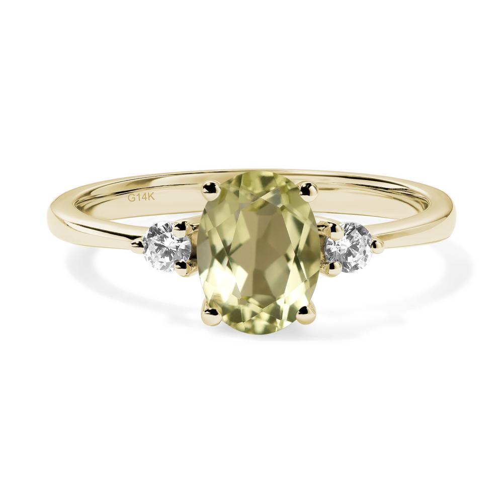 Simple Oval Cut Lemon Quartz Trilogy Ring - LUO Jewelry #metal_14k yellow gold