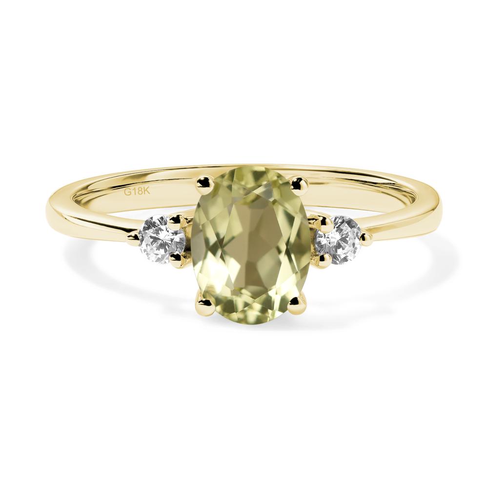 Simple Oval Cut Lemon Quartz Trilogy Ring - LUO Jewelry #metal_18k yellow gold