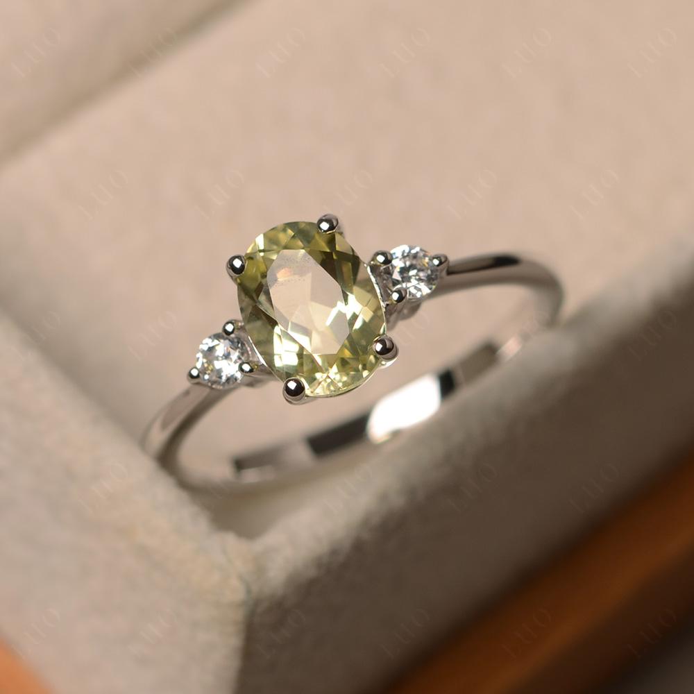 Oval Cut Lemon Quartz Engagement Ring Yellow Gold - LUO Jewelry