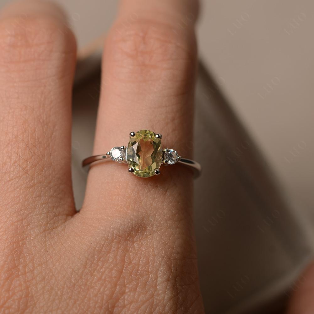 Simple Oval Cut Lemon Quartz Trilogy Ring - LUO Jewelry