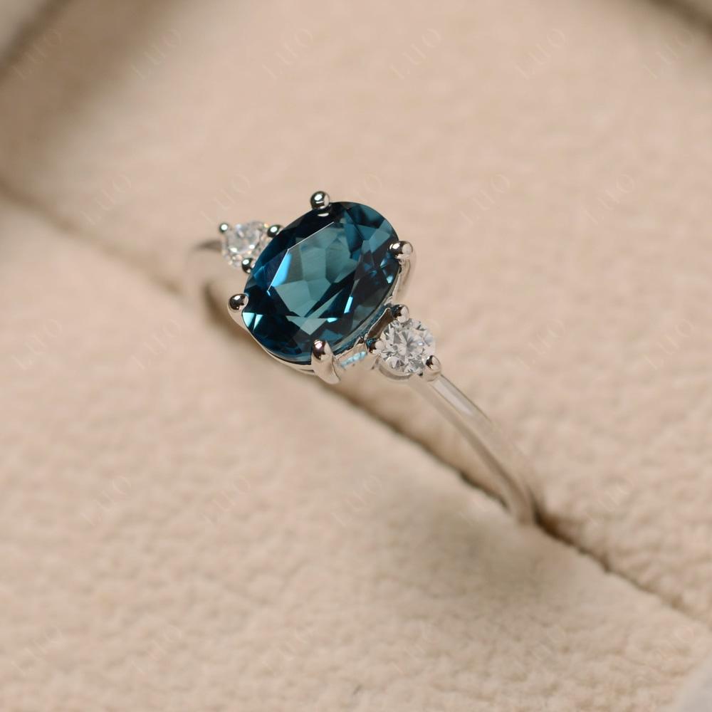 Oval Cut London Blue Topaz Engagement Ring Yellow Gold - LUO Jewelry