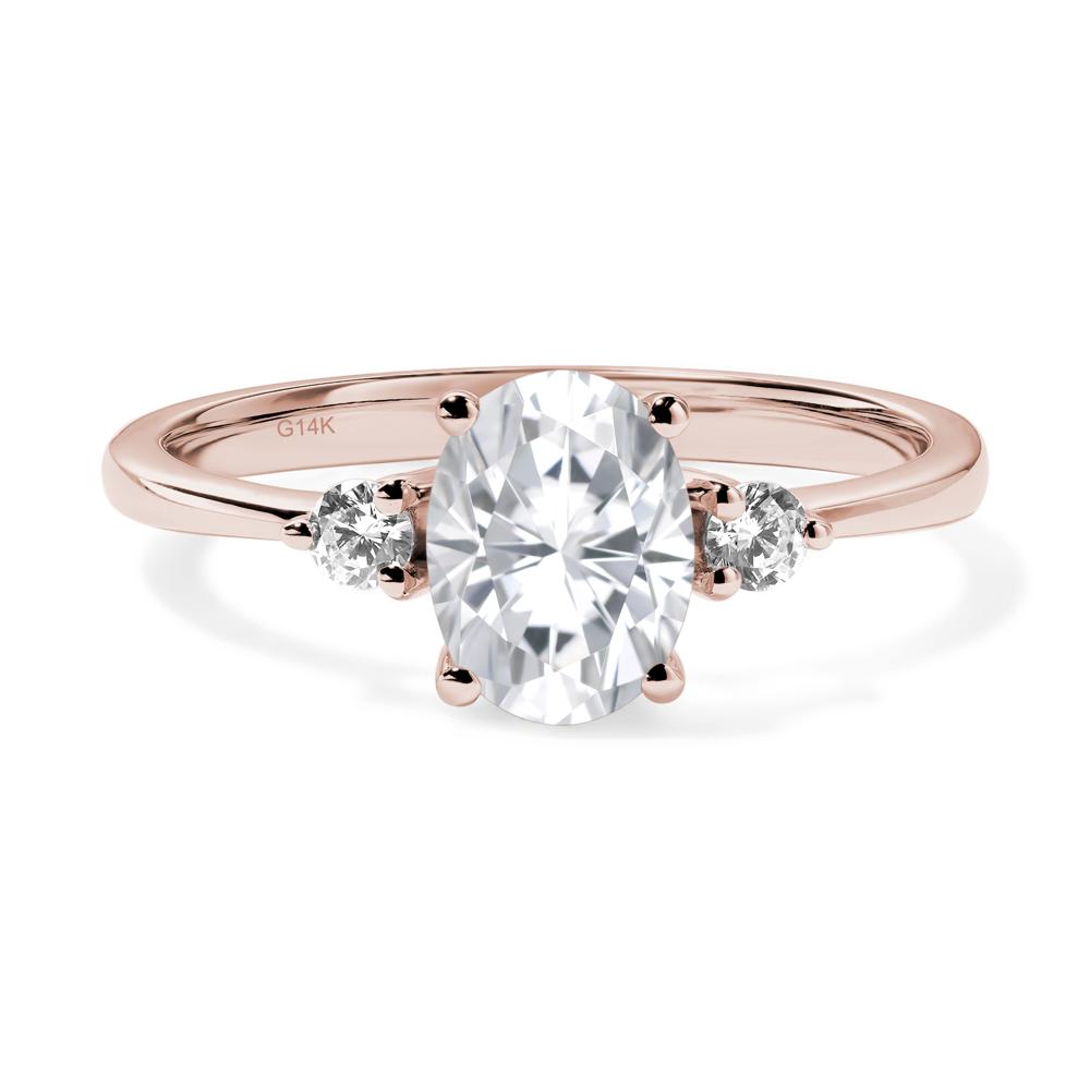 Simple Oval Cut Moissanite Trilogy Ring - LUO Jewelry #metal_14k rose gold