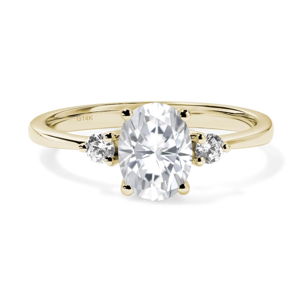 Simple Oval Cut Moissanite Trilogy Ring - LUO Jewelry #metal_14k yellow gold