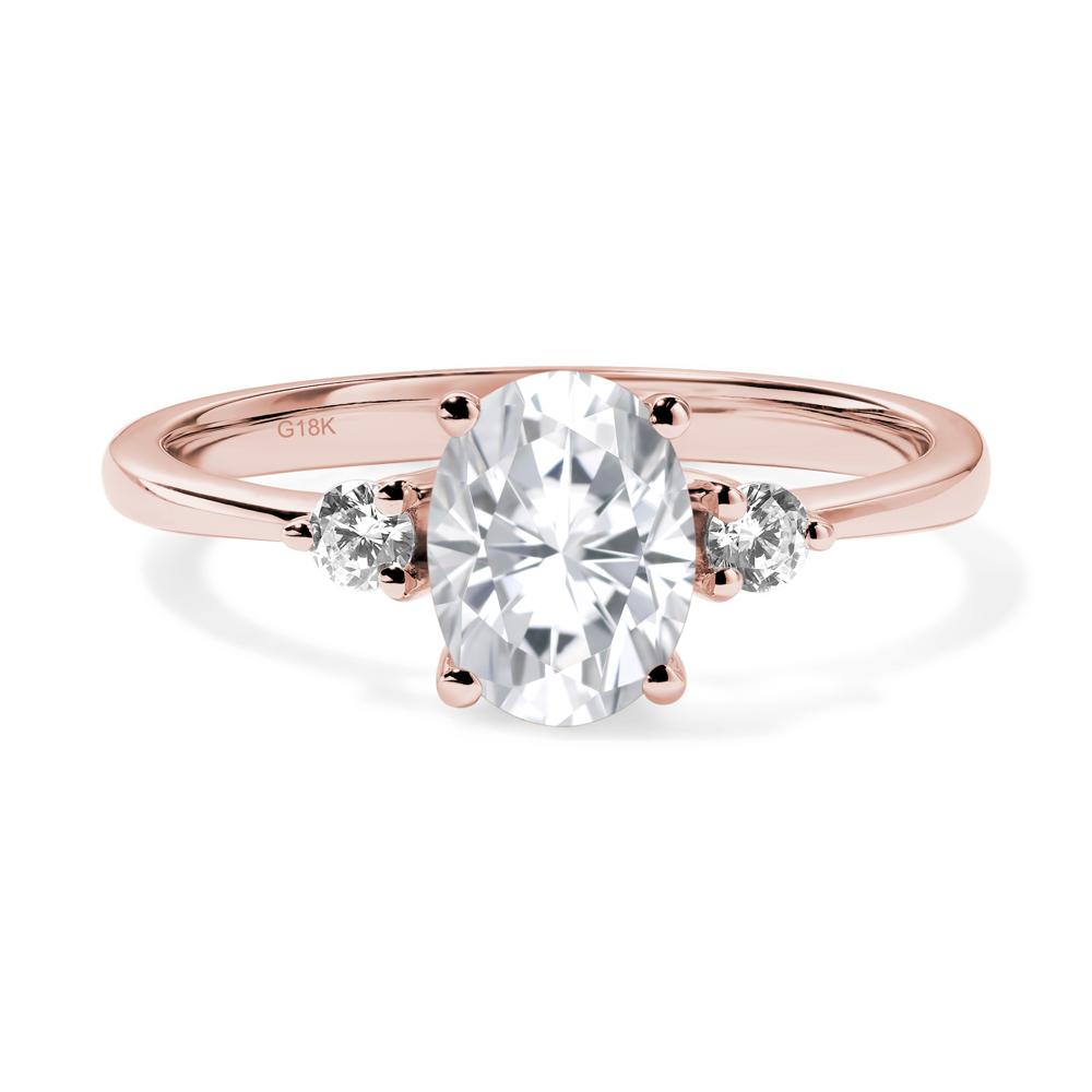 Simple Oval Cut Moissanite Trilogy Ring - LUO Jewelry #metal_18k rose gold