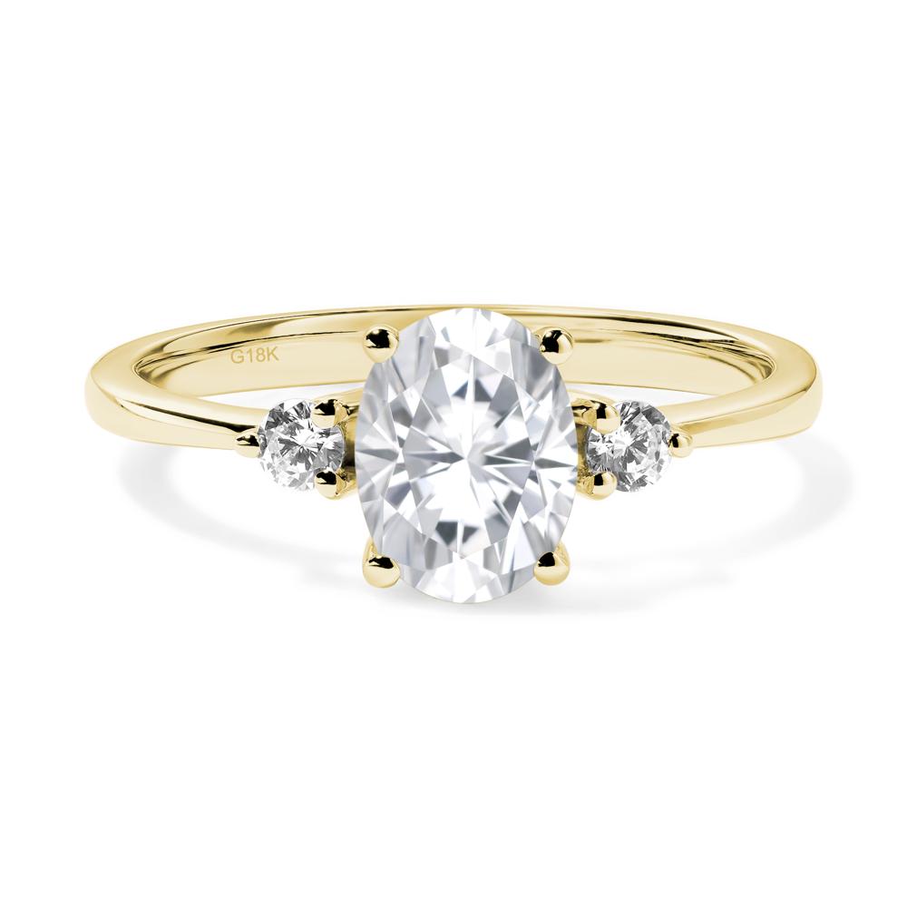Simple Oval Cut Moissanite Trilogy Ring - LUO Jewelry #metal_18k yellow gold