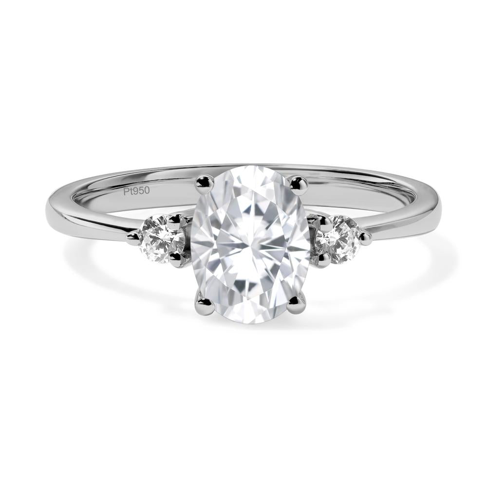 Simple Oval Cut Moissanite Trilogy Ring - LUO Jewelry #metal_platinum