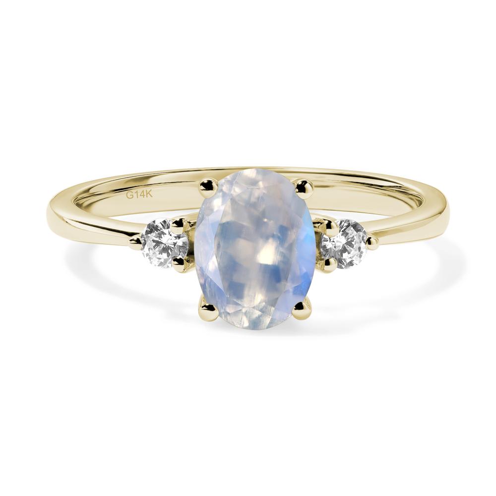 Simple Oval Cut Moonstone Trilogy Ring - LUO Jewelry #metal_14k yellow gold