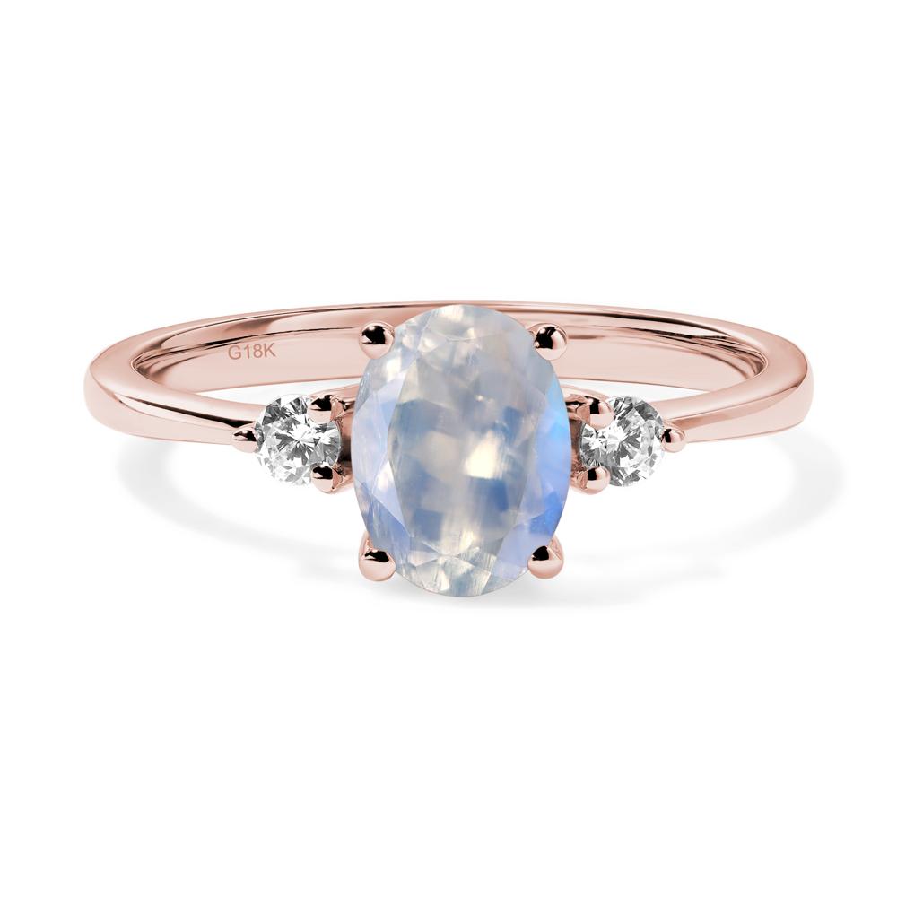 Simple Oval Cut Moonstone Trilogy Ring - LUO Jewelry #metal_18k rose gold
