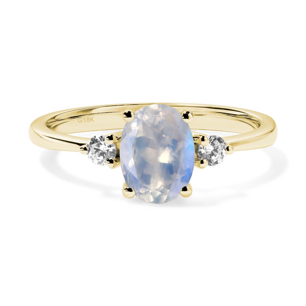 Simple Oval Cut Moonstone Trilogy Ring - LUO Jewelry #metal_18k yellow gold