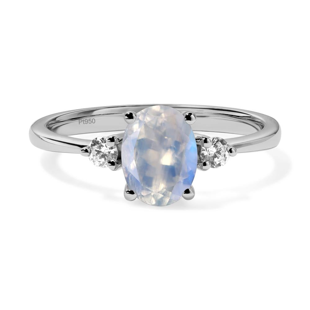 Simple Oval Cut Moonstone Trilogy Ring - LUO Jewelry #metal_platinum