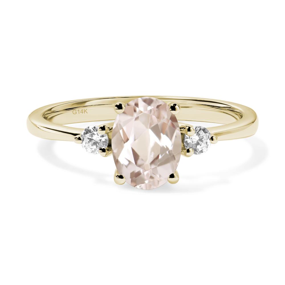 Simple Oval Cut Morganite Trilogy Ring - LUO Jewelry #metal_14k yellow gold